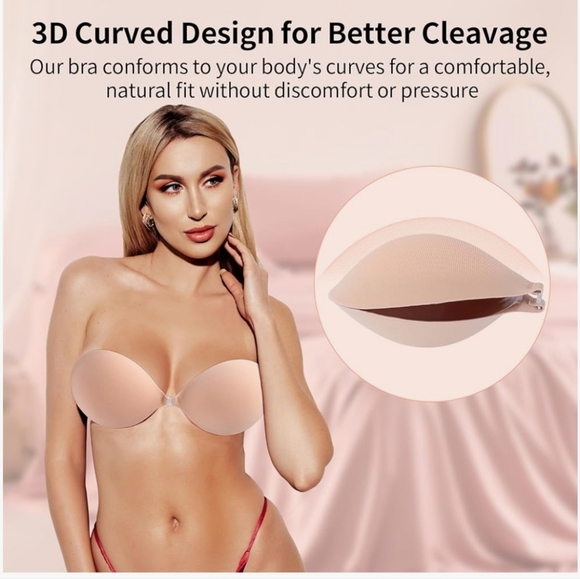 Backless Strapless Self Adhesive Stick On Bra  - Nude - Fits A Cups - New - Picture 3 of 4